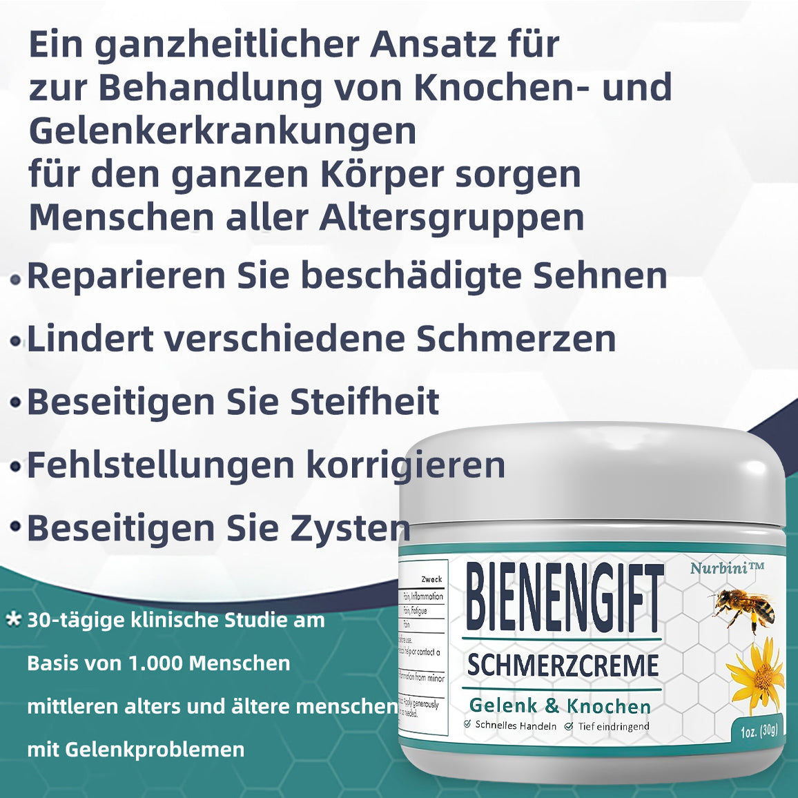 🐝Bienengift-Schmerzlinderungs- und Knochentherapiecreme🐝💥Begrenzter Rabatt für 30 Minuten⚡